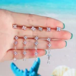 316L Surgical Steel Flower Piercing Earring For Ear Piercing