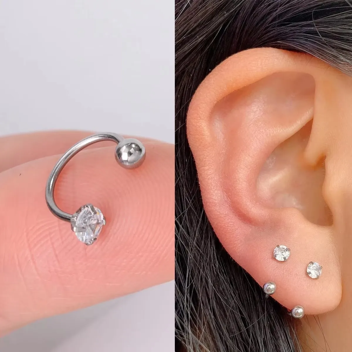 316L Surgical Steel Horseshoe Ring For Septum, Ear Or Lip Piercing - Image 2