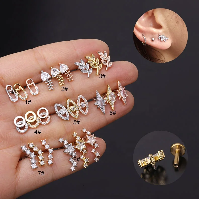 316L Surgical Steel Labret Stud For Lip Or Cartilage Piercing