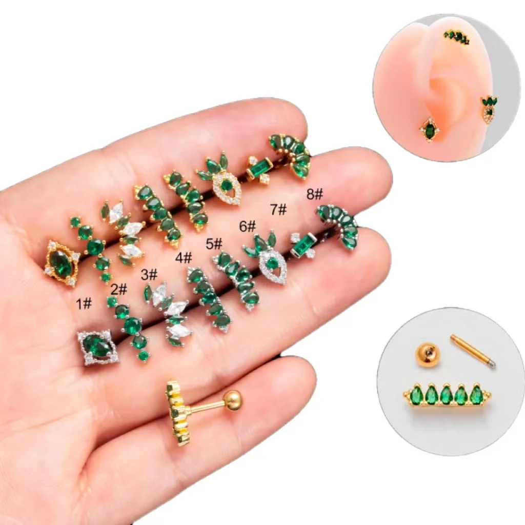 316L Surgical Steel CZ Cartilage Stud For Cartilage Or Helix Piercing