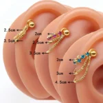 316L Surgical Steel Flower Chain Cartilage Stud For Cartilage Or Helix Piercing