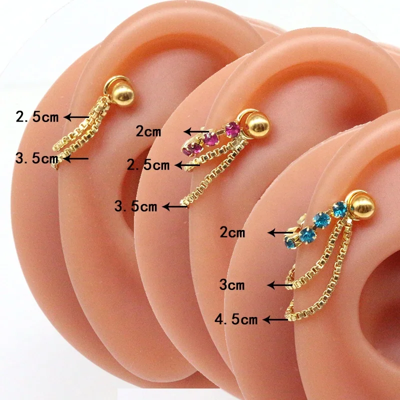 316L Surgical Steel Flower Chain Cartilage Stud For Cartilage Or Helix Piercing