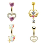 316L Surgical Steel Heart Belly Button Ring For Navel Piercing