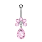 316L Surgical Steel Heart Belly Button Ring For Navel Piercing