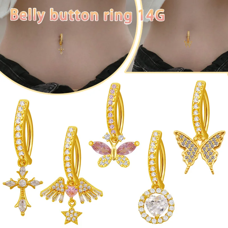 316L Surgical Steel Butterfly Belly Button Ring For Navel Piercing