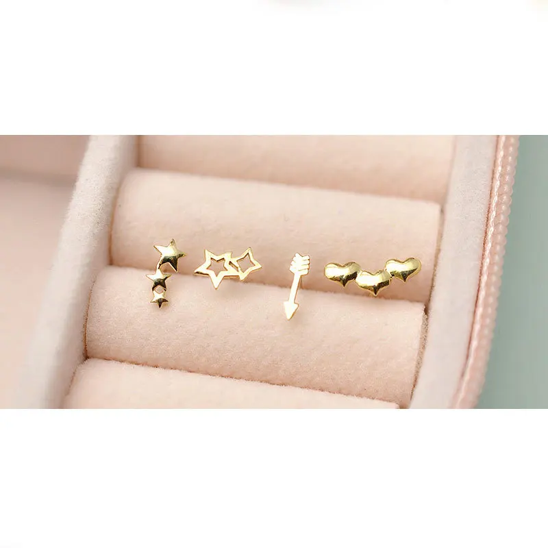 14K Solid Gold Heart Star Nose Ring For Nose Piercing - Image 2