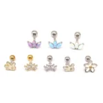 316L Surgical Steel Flower Cartilage Stud For Cartilage Or Helix Piercing