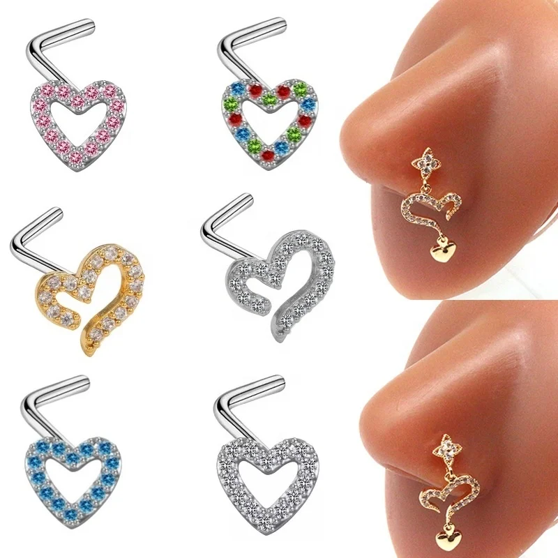 316L Surgical Steel Heart Nose Ring For Nose Piercing