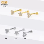 ASTM F136 Titanium Heart Star Eyebrow Ring For Eyebrow Piercing