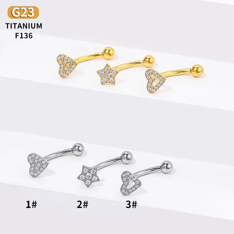 ASTM F136 Titanium Heart Star Eyebrow Ring For Eyebrow Piercing