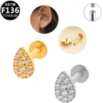 ASTM F136 Titanium Cartilage Stud For Cartilage Or Helix Piercing