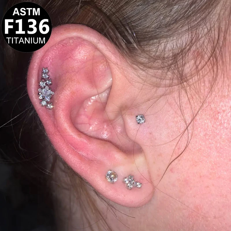 ASTM F136 Titanium Cartilage Stud For Cartilage Or Helix Piercing - Image 2