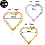 ASTM F136 Titanium Heart Piercing Jewelry
