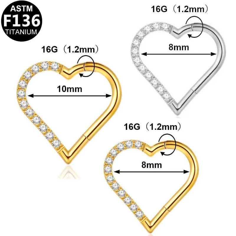 ASTM F136 Titanium Heart Piercing Jewelry