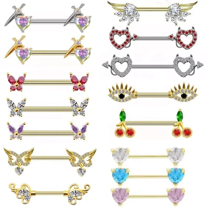 316L Surgical Steel Butterfly Nipple Ring For Nipple Piercing - Image 2