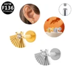 ASTM F136 Titanium Cartilage Stud For Cartilage Or Helix Piercing