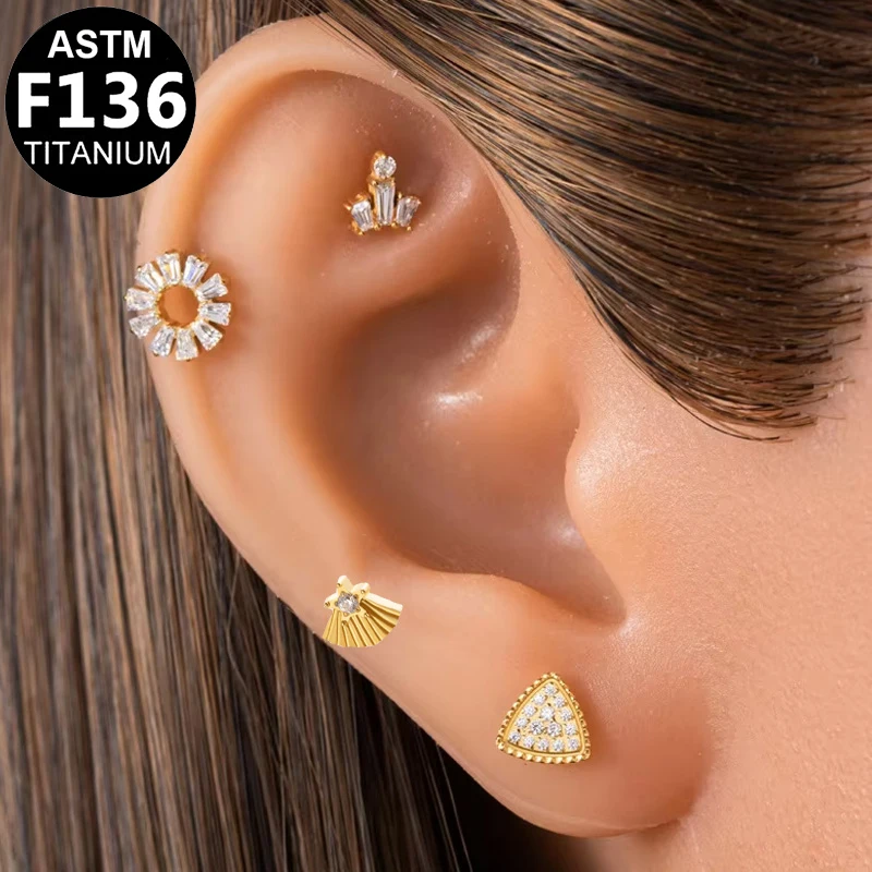 ASTM F136 Titanium Cartilage Stud For Cartilage Or Helix Piercing - Image 2
