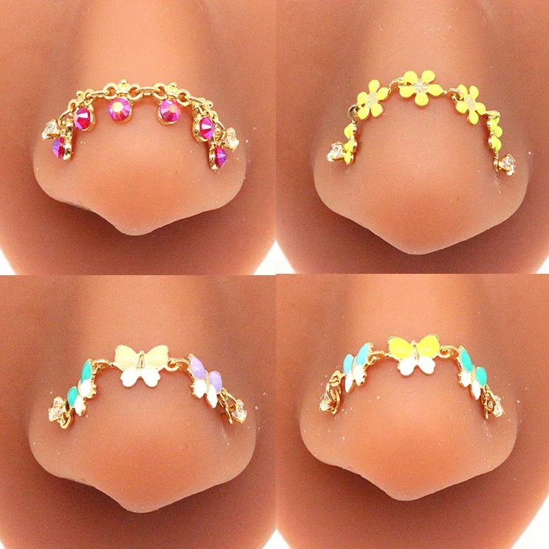 316L Surgical Steel Chain Nose Ring For Nose Piercing - Image 2