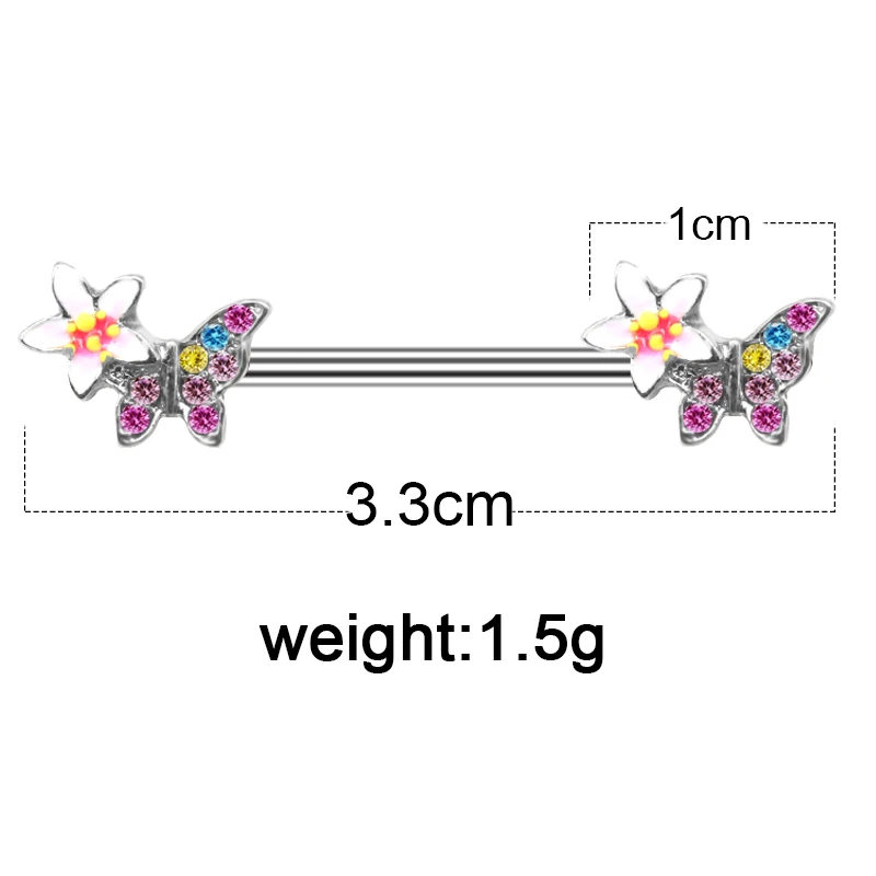 316L Surgical Steel Butterfly Nipple Ring For Nipple Piercing - Image 2