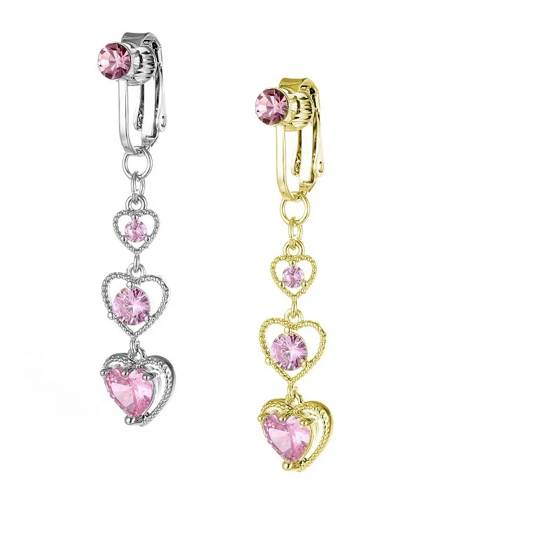 316L Surgical Steel Butterfly Heart Belly Button Ring For Navel Piercing - Image 2