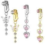 316L Surgical Steel Butterfly Heart Belly Button Ring For Navel Piercing