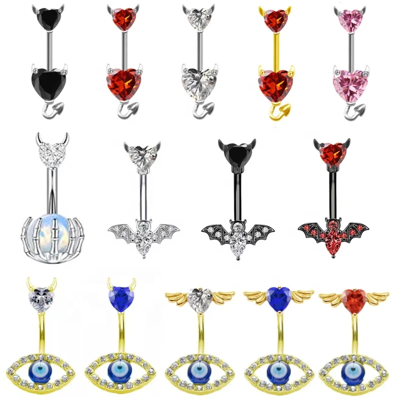 316L Surgical Steel Heart Belly Button Ring For Navel Piercing