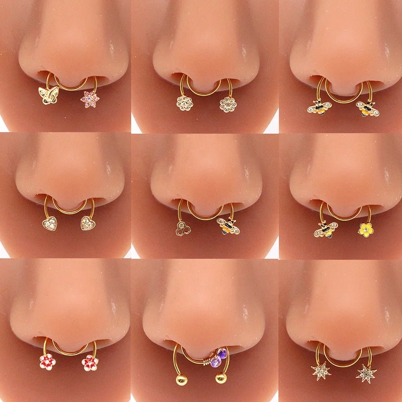 316L Surgical Steel Butterfly Flower Nose Ring For Nose Piercing