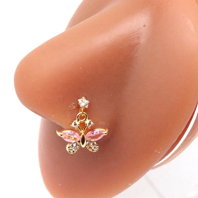 316L Surgical Steel Butterfly Nose Ring For Nose Piercing - Image 2