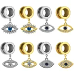 316L Surgical Steel CZ Crystal Plug Earring For Stretched Ear