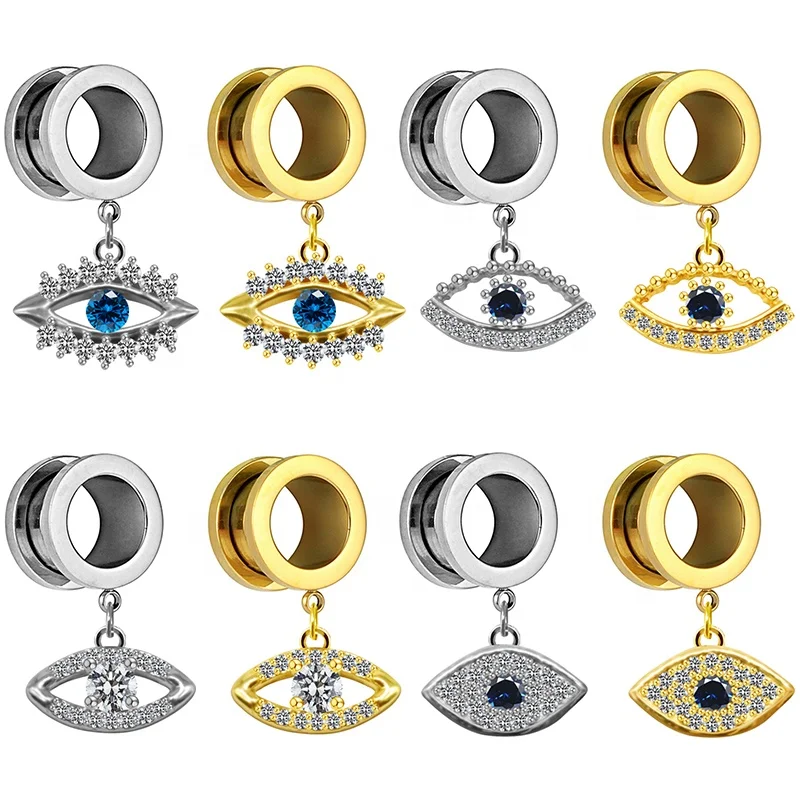 316L Surgical Steel CZ Crystal Plug Earring For Stretched Ear