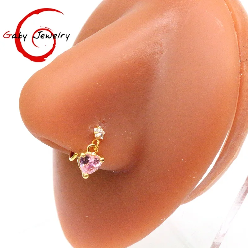 316L Surgical Steel CZ Nose Ring For Nose Piercing - Image 2