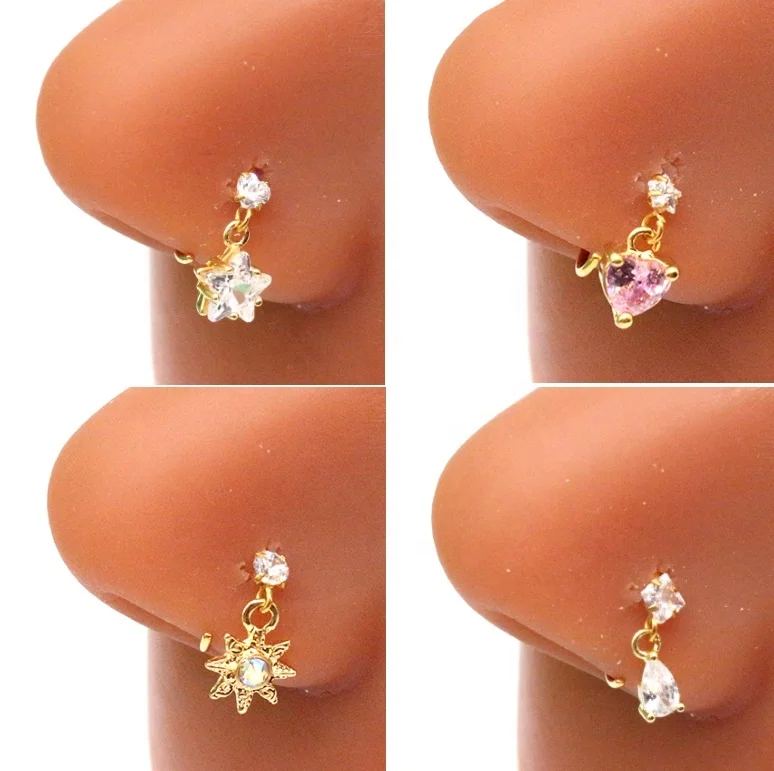 316L Surgical Steel CZ Nose Ring For Nose Piercing