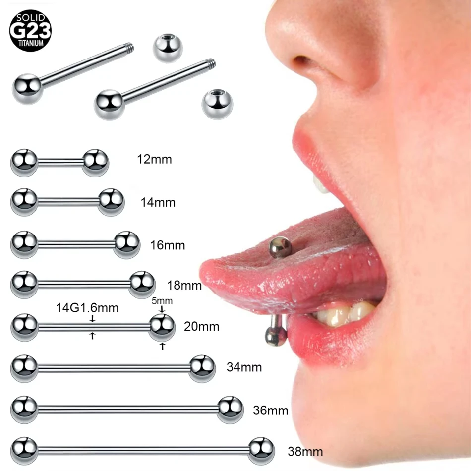 ASTM F136 Titanium Tongue Ring For Tongue Piercing