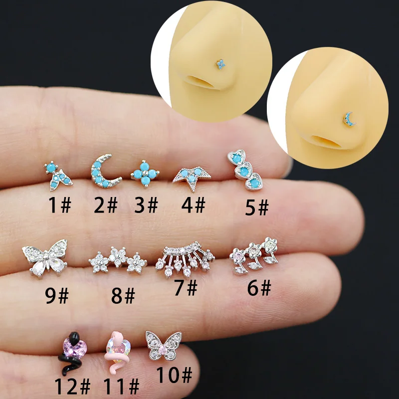 316L Surgical Steel Heart Moon Nose Ring For Nose Piercing