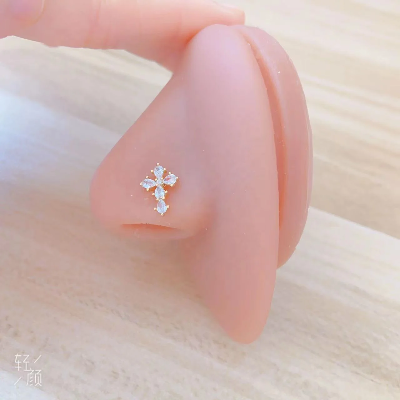 316L Surgical Steel Heart Cross Nose Stud For Nose Piercing - Image 2