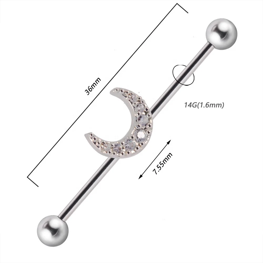 ASTM F136 Titanium 14G Opal Flower Industrial Barbell For Industrial Piercing - Image 2