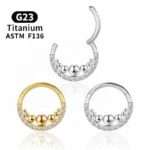 ASTM F136 Titanium CZ Segment Clicker Ring For Septum Or Nose Piercing