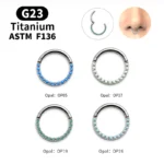 ASTM F136 Titanium Opal Nose Ring For Nose Piercing