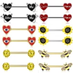 316L Surgical Steel CZ Flower Nipple Ring For Nipple Piercing