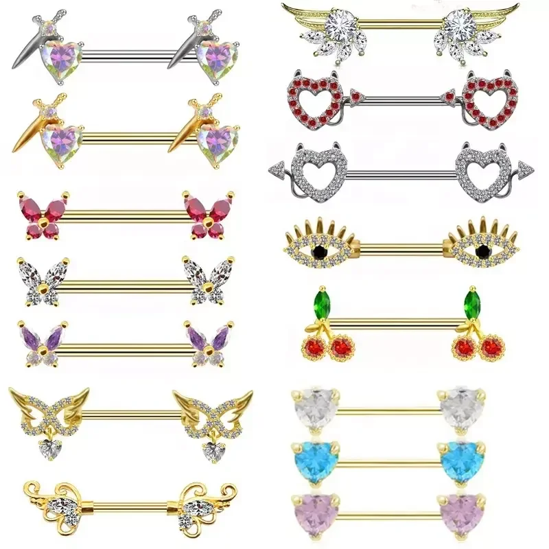 316L Surgical Steel Heart Nipple Ring For Nipple Piercing - Image 2
