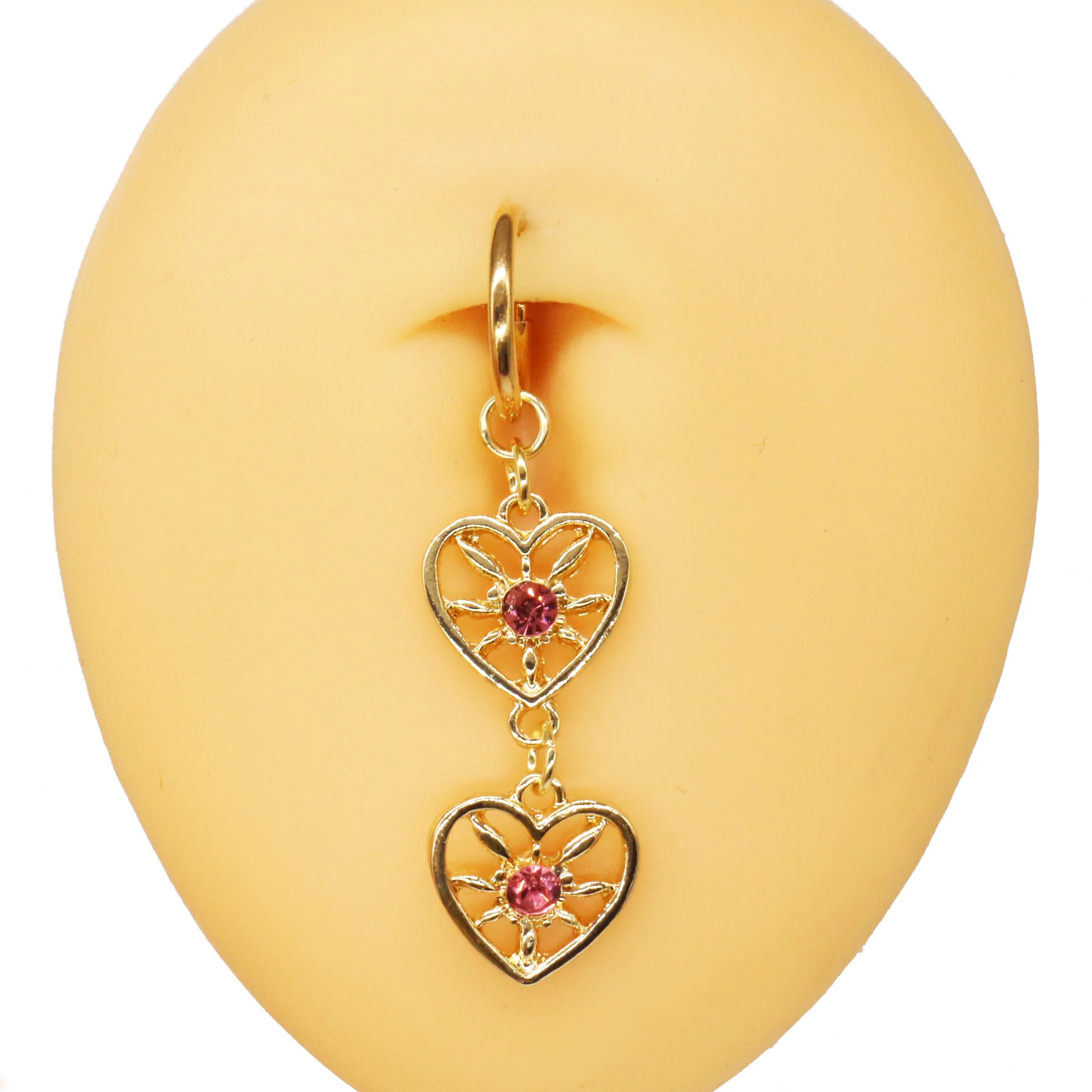 Fake Butterfly Heart Belly Button Ring For Navel Piercing - Image 2