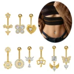 316L Surgical Steel CZ Butterfly Belly Button Ring For Navel Piercing