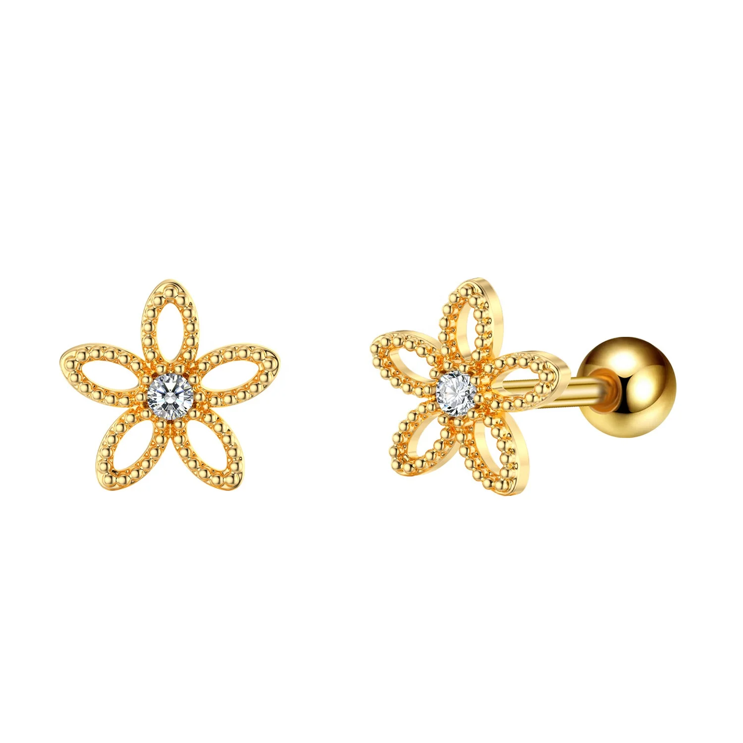 316L Surgical Steel Butterfly Flower Piercing Earring For Ear Piercing - Image 2
