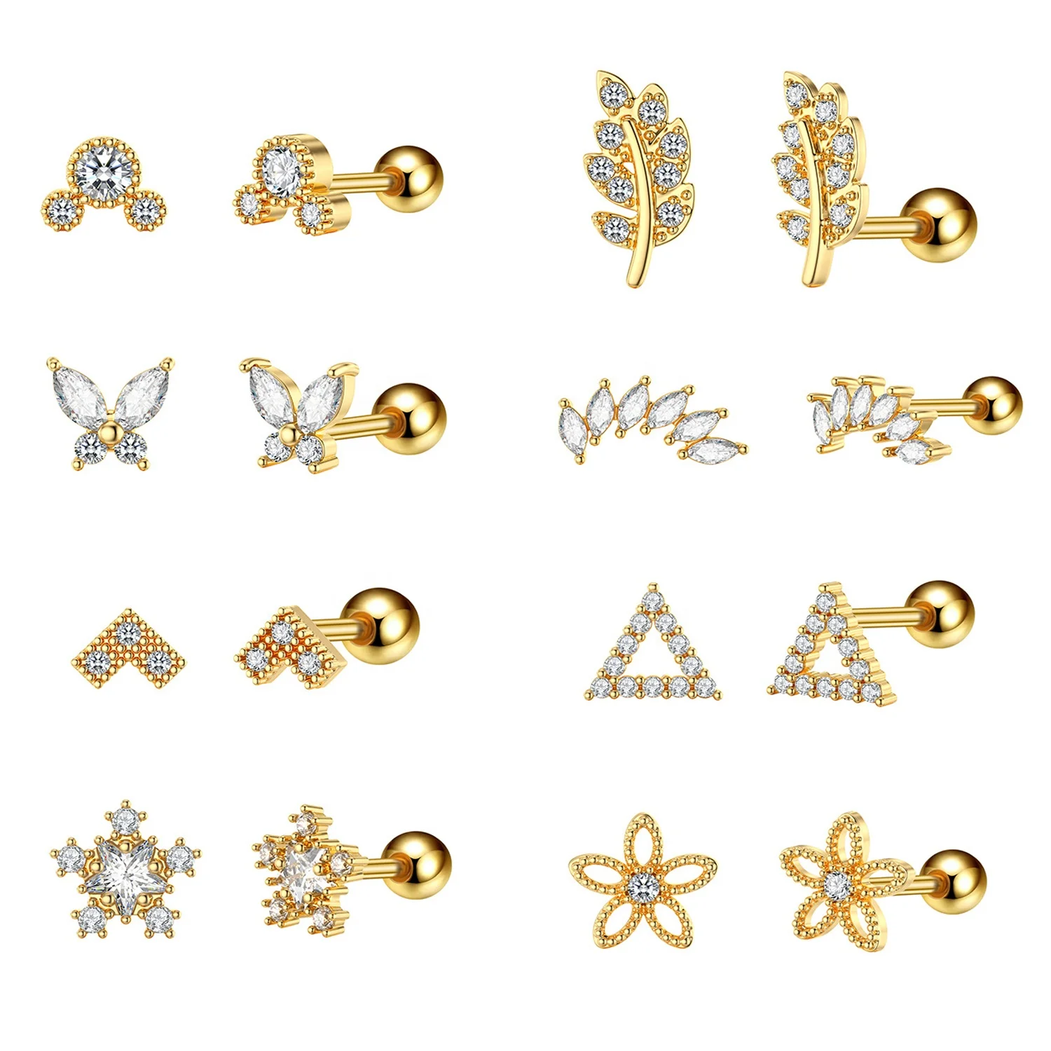 316L Surgical Steel Butterfly Flower Piercing Earring For Ear Piercing