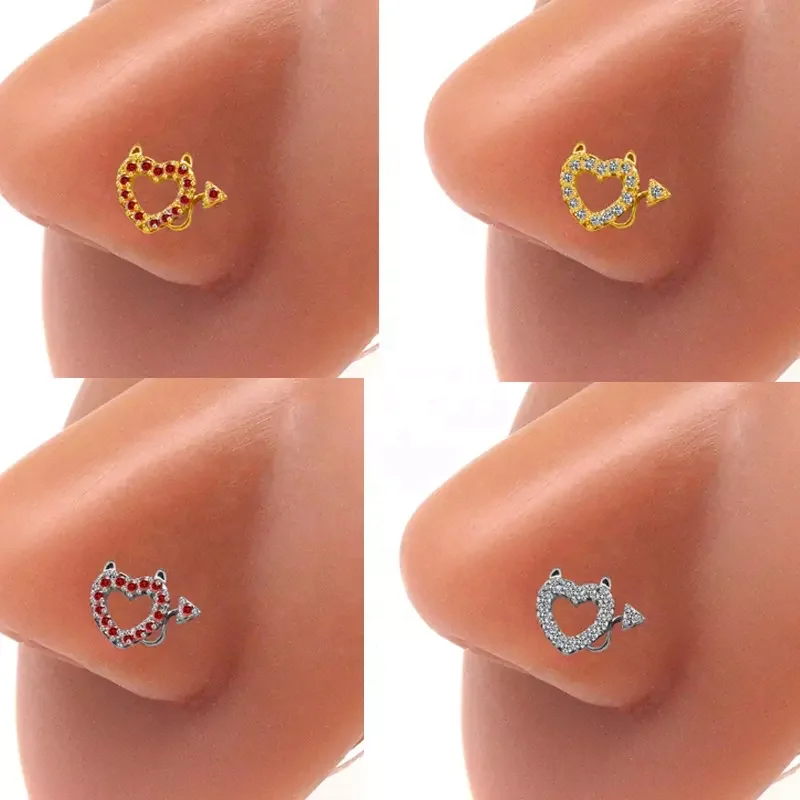 316L Surgical Steel Butterfly Heart Nose Stud For Nose Piercing - Image 2