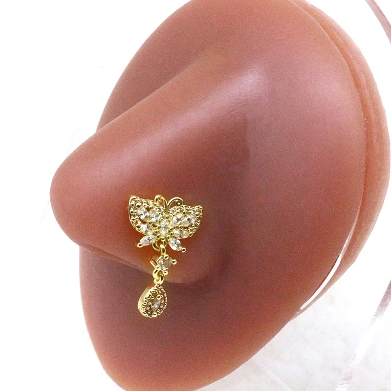 316L Surgical Steel Butterfly Heart Nose Stud For Nose Piercing
