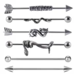 316L Surgical Steel 14G Snake Industrial Barbell For Industrial Piercing