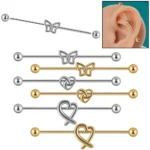 316L Surgical Steel 14G Butterfly Industrial Barbell For Industrial Piercing