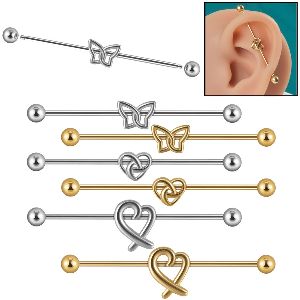 316L Surgical Steel 14G Butterfly Industrial Barbell For Industrial Piercing