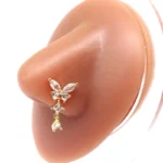316L Surgical Steel Crystal Butterfly Nose Stud For Nose Piercing